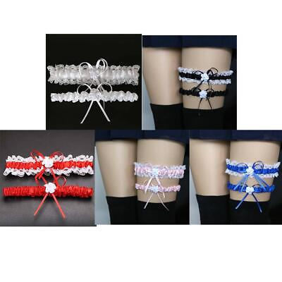 #ad Lace Wedding Garters for Bride Bowknot Stain Adjust Stretch $7.09