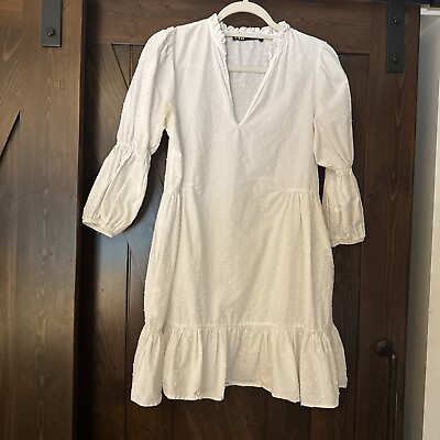 #ad Zara Woman’s White Mini Dress Size XS.Spring Summer . $21.99