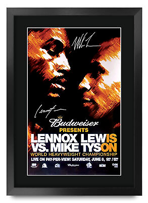 #ad Lewis Tyson Fight Boxing Gift Printed A3 Poster Framed Autograph for Boxing Fans GBP 29.99
