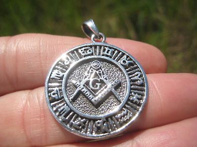 #ad 925 Silver Free Mason Masonic Zodiac Calendar Pendant Necklace Art A17 $37.00