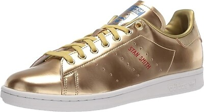 #ad Adidas Gold Metallic Crystal White Stan Smith Sneakers Men#x27;s Size 3.5 New $42.00