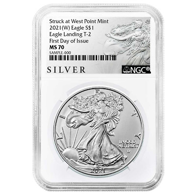 #ad 2021 W $1 Type 2 American Silver Eagle NGC MS70 FDI ALS Label $60.95