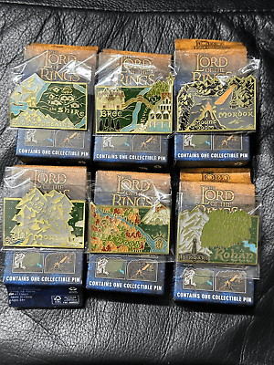 #ad The Lord of the Rings Middle Earth Map Enamel Pin COMPLETE SET of 6 $162.00