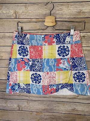 #ad Lilly Pulitzer Womens 0 Casa Marina Lynch Skort Patchwork Faux Wrap Embroidered $24.50