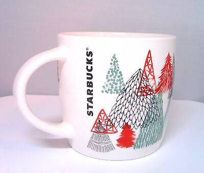 #ad Starbucks Coffee Mug Christmas Holiday Tea Cup Medium White Ceramic 14 Ounce $16.76