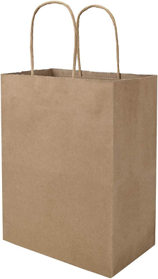 #ad Bagmad Plain Medium Paper Kraft Gift Bags with Handles Bulk Brown Sacks for $36.20