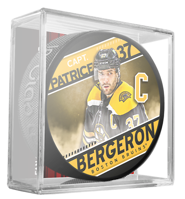 #ad NHL Captain Series Patrice Bergeron Boston Bruins Souvenir Hockey Puck w Cube $14.95
