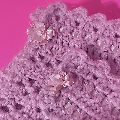 #ad Pinkish Purple Handmade Crochet Afghan Throw Blanket 44”x38” $20.00