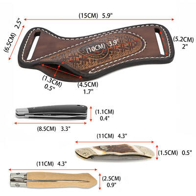 #ad Leather Folding Blade Knife Sheath Belt Pouch EDC Pocket Knives Case Bag TOURBON $21.99