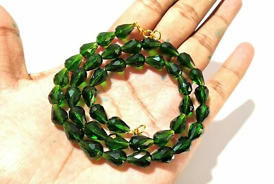 #ad Chrome Green Teardrop Faceted Hydro Quartz 8x12mm Beads 18quot;inch 1 Necklace $28.50