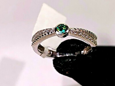 #ad LAB CREATED EMERALD amp; WHITE SAPPHIRE CTW 0.29 STERLING SILVER RING SIZE 7 $17.99