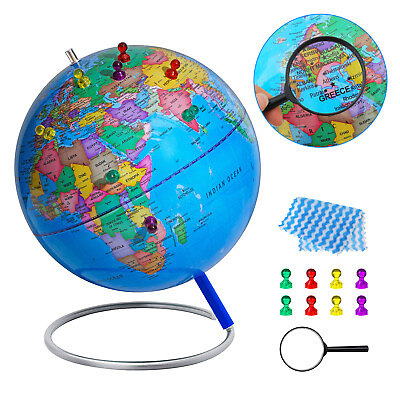 #ad WORLD GLOBE Stand EARTH Map Rotating Geography Ocean Classroom Learning Desktop $43.77