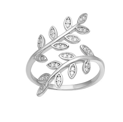 #ad Gorgeous Leaf Design In Solid 10K White Gold With 0.20CT Natural Diamonds $550.00