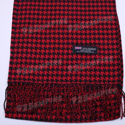 #ad 100% CASHMERE Houndstooth Red Black Scarf SCOTLAND For Unisex $7.99