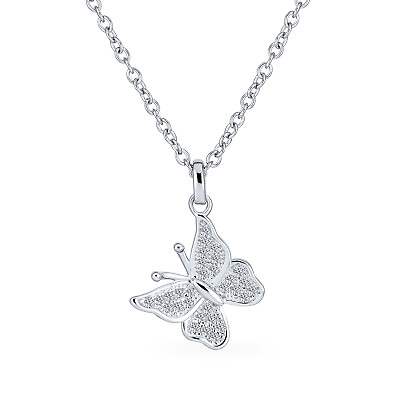 #ad Butterfly Pendant Necklace Dangle Charm Micro Sterling Silver Necklace $29.99
