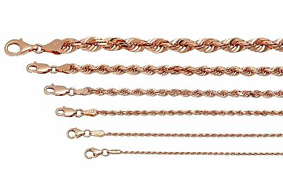 #ad 14k Solid Rose Gold Rope Chain Necklace 1.5mm 5mm Men#x27;s Women Sz 16quot; 30quot; $269.00