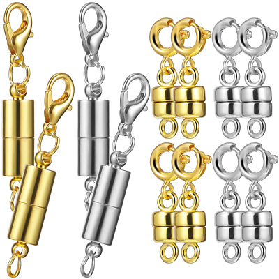 #ad 8 Magnetic Necklace Clasps 4 Lobster Clasp Chain Fasteners for Jewelry Making $9.95