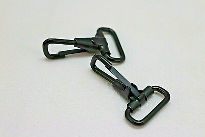 #ad WWI WWII US spring snap hooks blackened steel brass replacement pair E388 $5.09