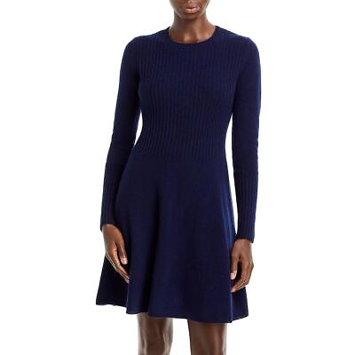 #ad Aqua Womens Navy Cashmere Ruffled Mini Sweaterdress M BHFO 1331 $41.99