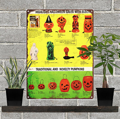 #ad Vintage Halloween Blow Mold Advertising Ad Baked Metal Repro Sign 9 x 12 60130 $24.95