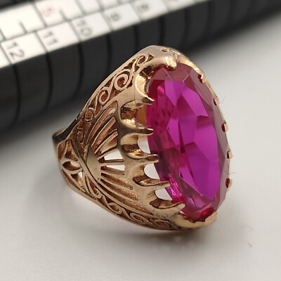 #ad Vintage Original Soviet Solid Rose Gold Ruby Ring 583 14K USSR Gold Ruby Ring $620.00