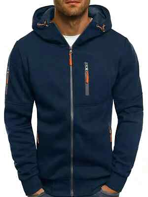 #ad Mens Zip Up Hoodie Jacket Casual Outerwear Fashionable Jacket $20.00