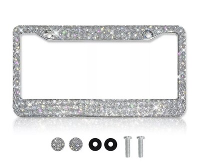 #ad Bling Rhinestone Sparkling License Plate Frame Tag Cover Accessory Car Vehicle $10.95