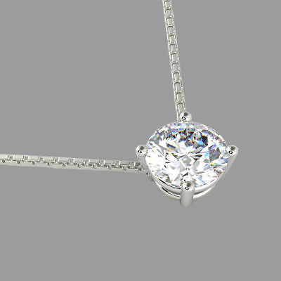 1 CT Beautiful Diamond Pendant Round Cut 14KT White Gold Necklace Chain $2264.00