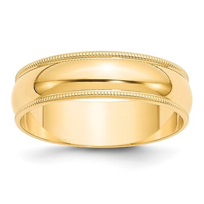 #ad 10k Yellow Gold 6mm Milgrain Round Wedding Band Ring Gift for Women Size 6 $336.00