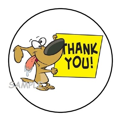 #ad 30 CUTE THANK YOU DOG ENVELOPE SEALS LABELS STICKERS 1.5quot; ROUND $2.64