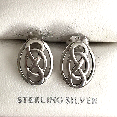 #ad Sterling Silver Oval Earrings Celtic Knot 925 Fine Jewellery Post 1cm Gift GBP 14.99