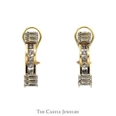 #ad Diamond Accented Bar Link Earrings with Lever Backs in Two Tone 14k White amp; Yell $995.00
