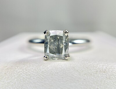 #ad Vintage 14k White Gold Natural Cushion Shape Diamond Engagement Ring $1799.00