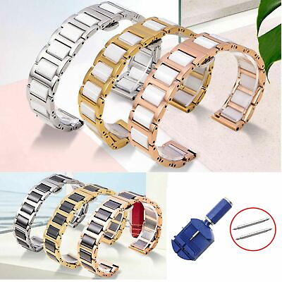 #ad 12mm 13 14 15 16 17 18 19 20 22mm Stainless Steel Ceramic Watch Band Metal Strap $19.68