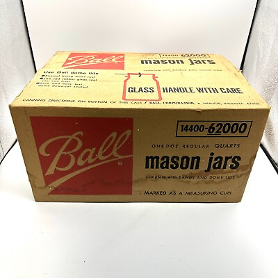#ad BALL Vintage Box of 12 Mason Jars Sealed NEW NOS $34.99