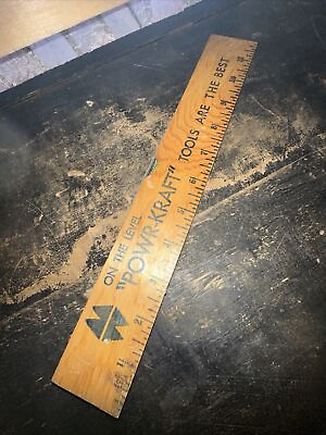 #ad OLD 12 INCH WOOD LEVEL “Powet Kraft” tools are the best. 1 sided ruler $15.09