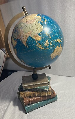 #ad World Globe On Stack Of Books Base 15” Tall. Preowned $21.99