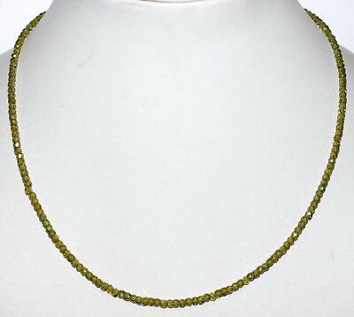 #ad Green Zircon Gemstone 3mm Beads 925 Sterling Silver 43 cm Strand Necklace HN13 $18.95