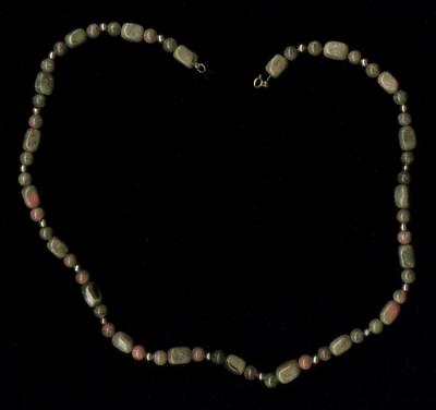 #ad 14K 32.25 Gram 19.5quot; Solid Yellow Gold 10mm Green Unakite Strand Necklace HD $59.95