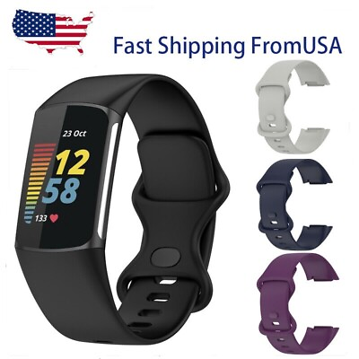 #ad For Fitbit Charge 5 Charge 6 Sport Silicone Strap Watch Band Wristband Bracelet $5.49
