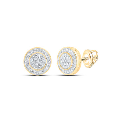 #ad 10K Yellow Gold Womens Round Diamond Circle Earrings 1 3 Cttw $460.78