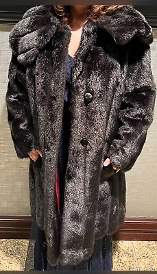 #ad Long Faux Fur Coat Made In USA $59.99