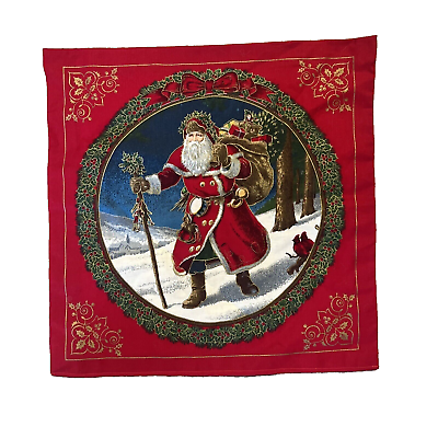#ad OOAK Christmas Santa Craft Fabric Panel Quilt Pillow Wall Decor Handmade 14x14 $14.00