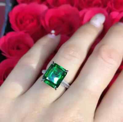 #ad Natural Green Emerald Sterling Silver 925 Fine Jewelry Ring Handmade Gift Women $68.00