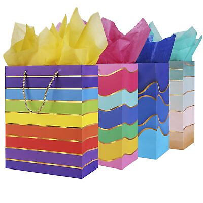 #ad 12.6 Paper Gift Bags with Tissue Paper Extra Large Gift Bags with Handles Bi $17.00