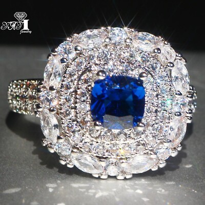 #ad Yayi jewelry Princesses Cut 925 Silver Filled Zircon Birthstone Wedding Ring $3.57