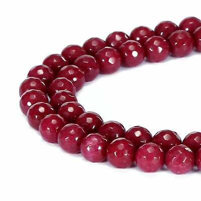 #ad Ruby Red Dyed Jade Faceted Round Beads 4mm 6mm 8mm 10mm 12mm 15.5quot; Strand $6.50