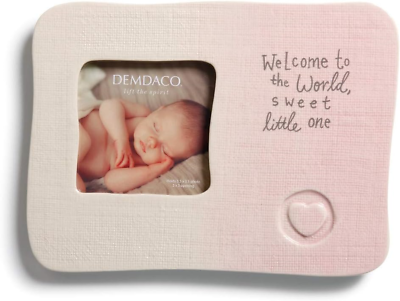 #ad DEMDACO Pink Welcome to the World 6 x 8 Stoneware Picture Frame $25.05