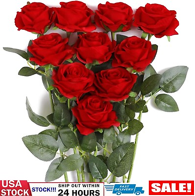 #ad 20× Artificial Silk Roses Flowers Realistic Bouquet Home Romantic Girl Gift USA $19.79