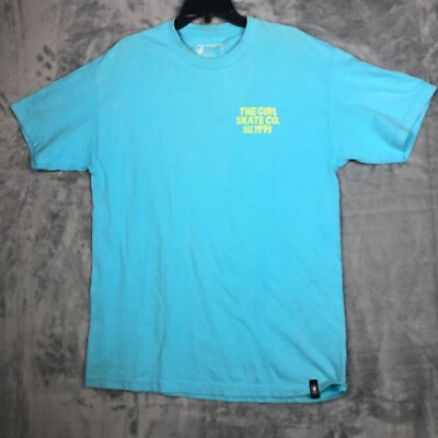 #ad The Girl Skate Co Shirt Womens Large Blue Skater Short Sleeve Image Print $9.99